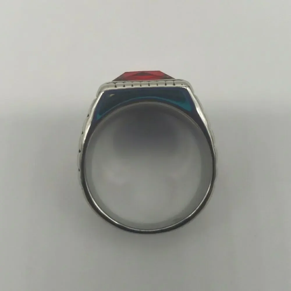 Red Cubic Zirconia Handmade Men's Ring Size 9 NWT